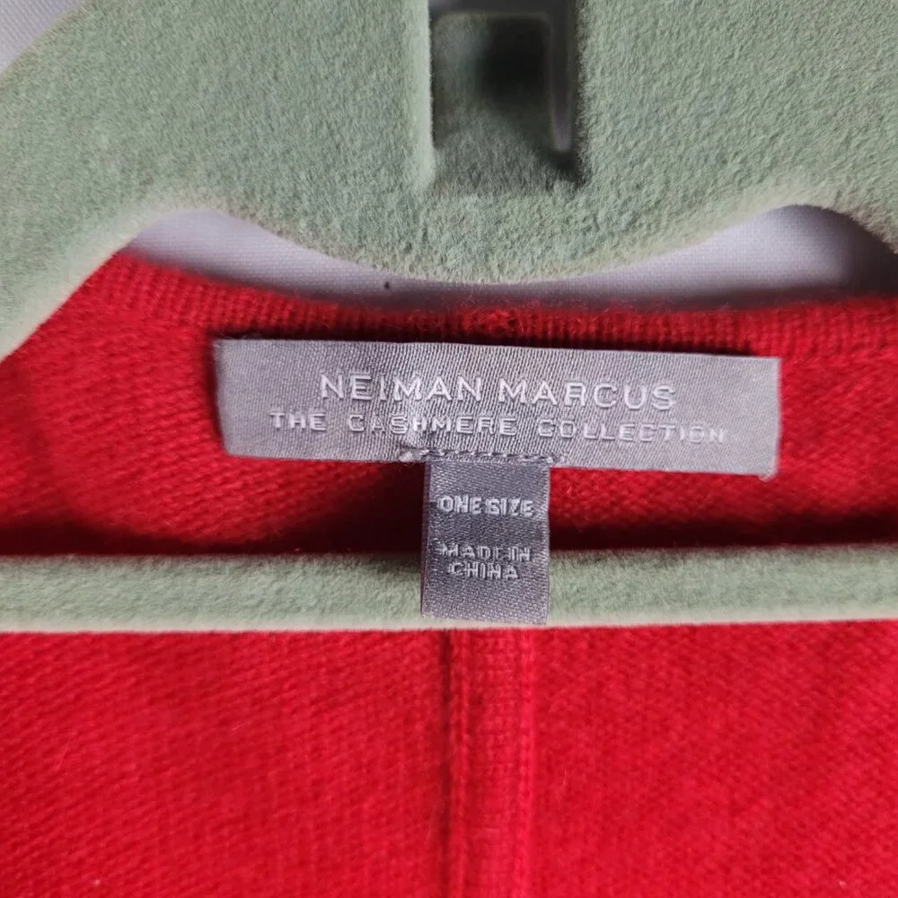 Neiman Marcus Womens Red Cashmere Duster Cardigan Sweater Size OS Open Front - Picture 2 of 3